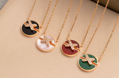 [AURORA]JEUX DE PINK GOLD DIAMOND NECKLACE