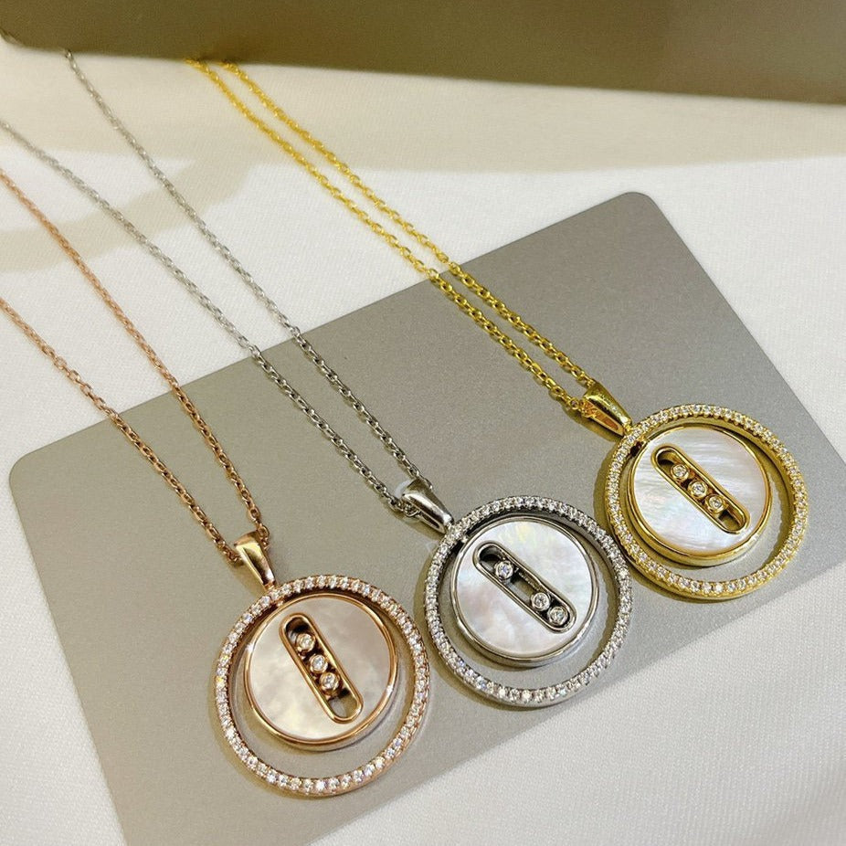 [AURORA]LUCKY MOVE MM NACRE BLANCHE DIAMOND NECKLACE