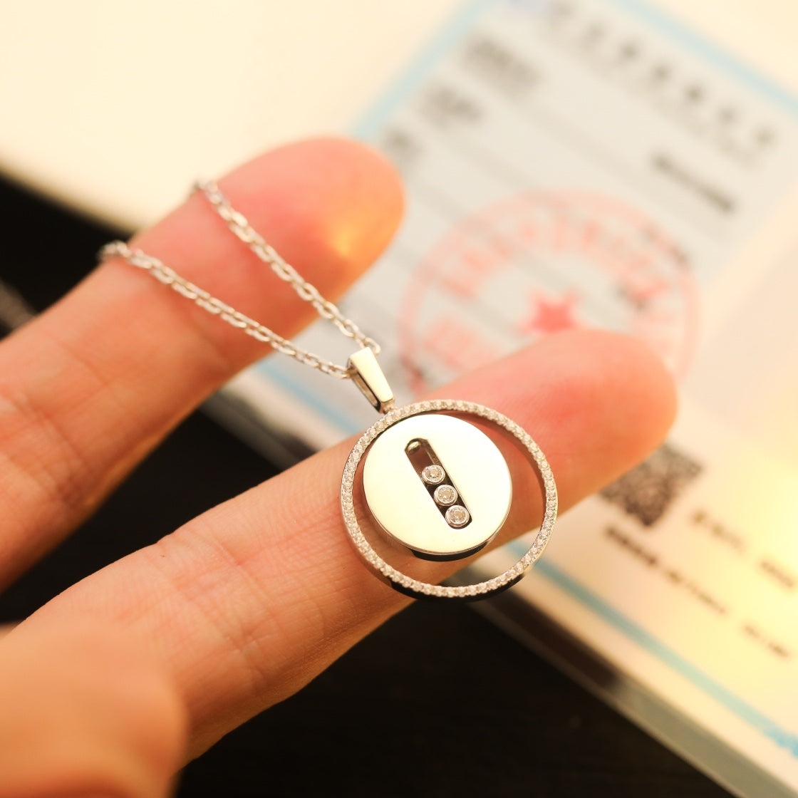 [AURORA]LUCKY MOVE MM SILVER DIAMOND NECKLACE