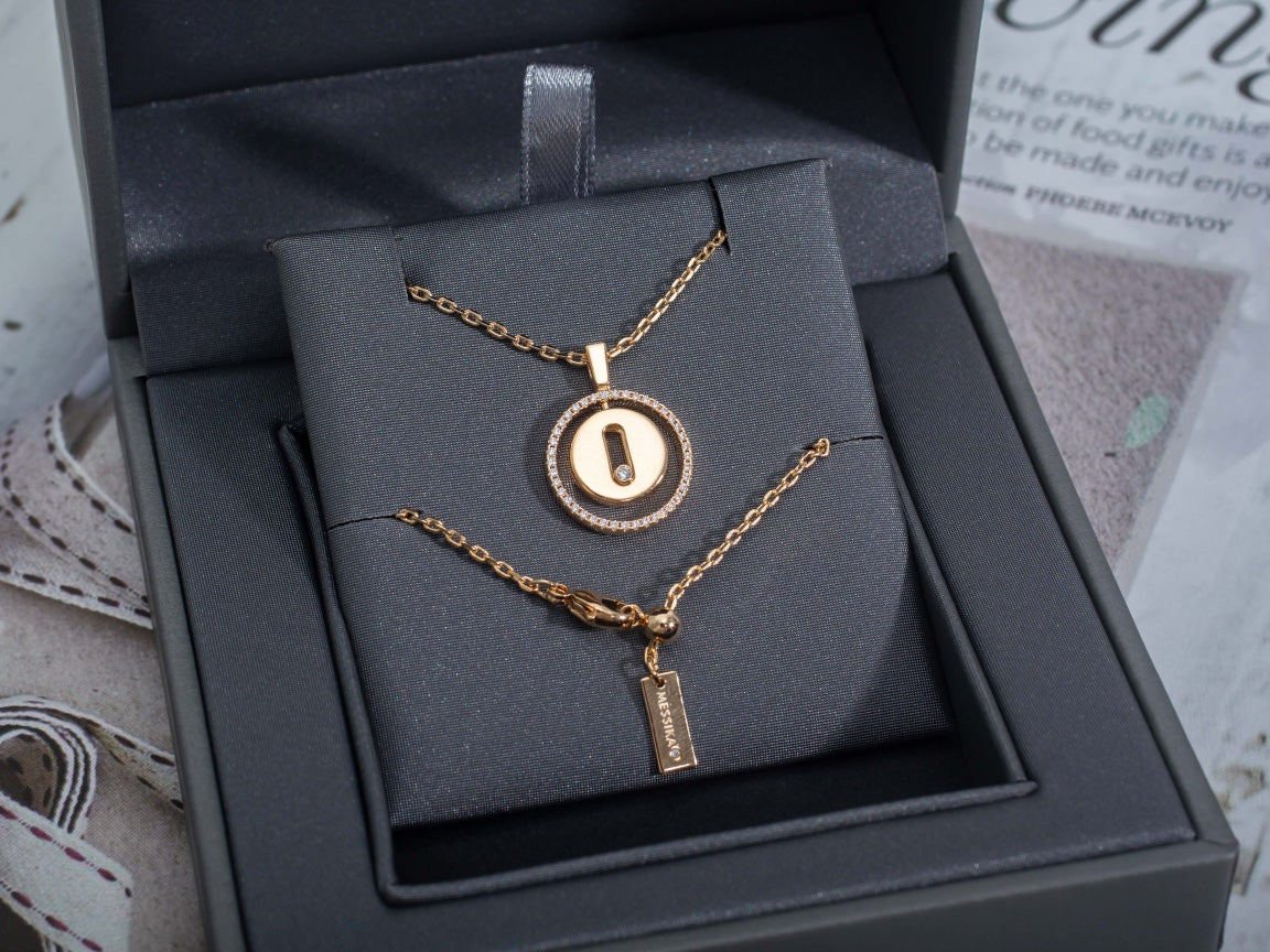[AURORA]LUCKY MOVE PM NECKLACE PINK GOLD DIAMOND