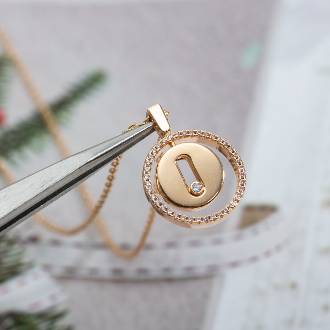 [AURORA]LUCKY MOVE PM NECKLACE PINK GOLD DIAMOND