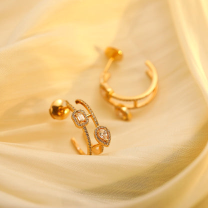 [AURORA]CREOLES MY TWIN 2 RANGS SILVER DIAMOND EARRINGS
