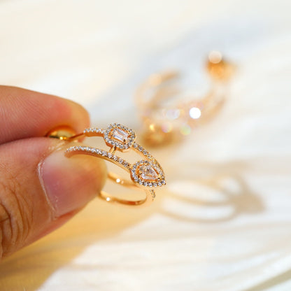 [AURORA]CREOLES MY TWIN 2 RANGS SILVER DIAMOND EARRINGS