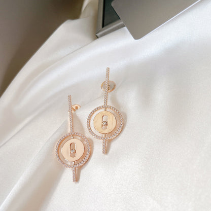 [AURORA]LUCKY MOVE ARROW PINK GOLD DIAMOND EARRINGS