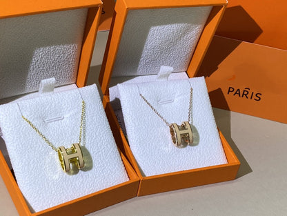 [AURORA]HM CLIC YELLOW ENAMEL GOLD NECKLACE