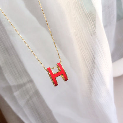 [AURORA]HM CLIC レッドエナメルゴールドネックレス