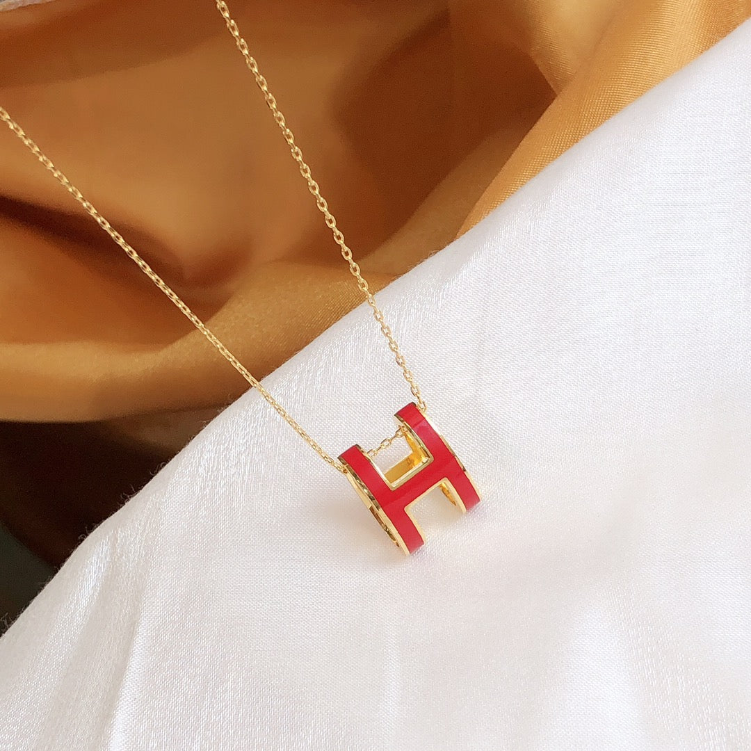 [AURORA]HM CLIC レッドエナメルゴールドネックレス