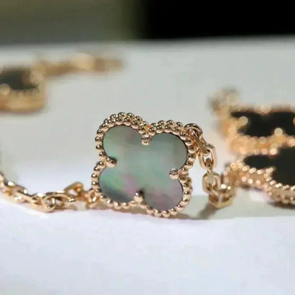 [AURORA]CLOVER 5 MOTIF GRAY MOP BRACELET COLLECTION