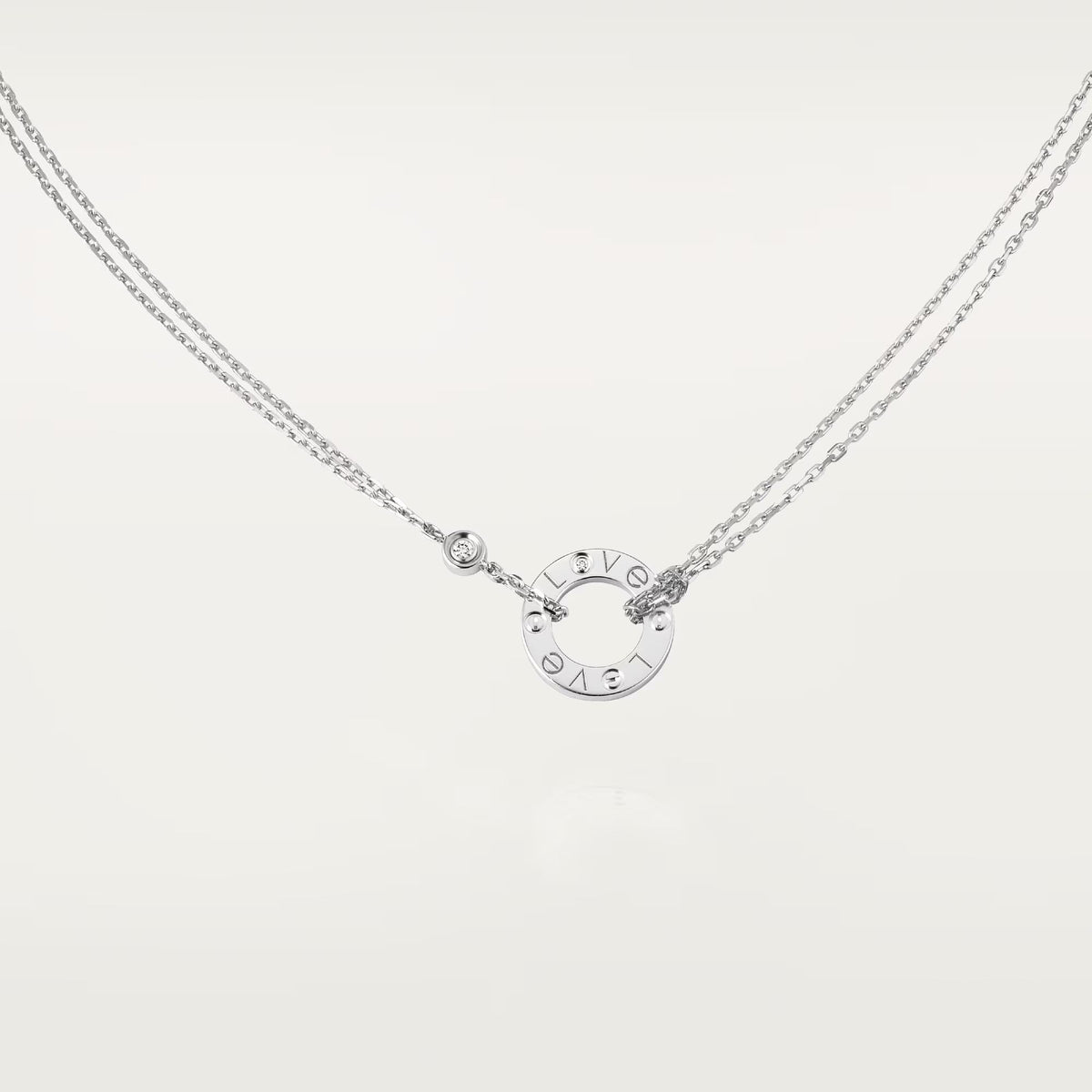 [AURORA]LOVE NECKLACE 16MM 2 DIAMONDS