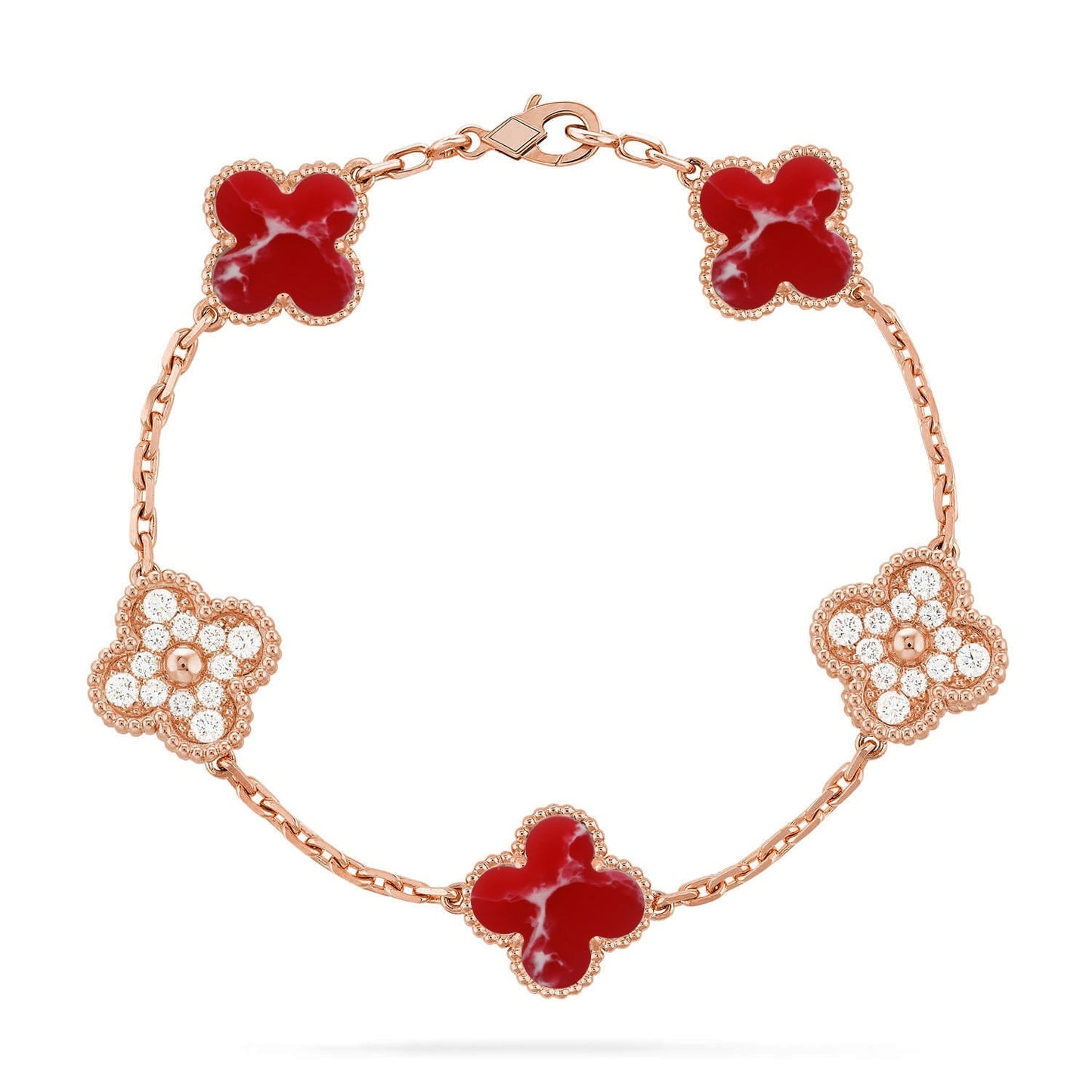 [AURORA]CLOVER 5 MOTIF RED PATTERN BRACELET COLLECTION