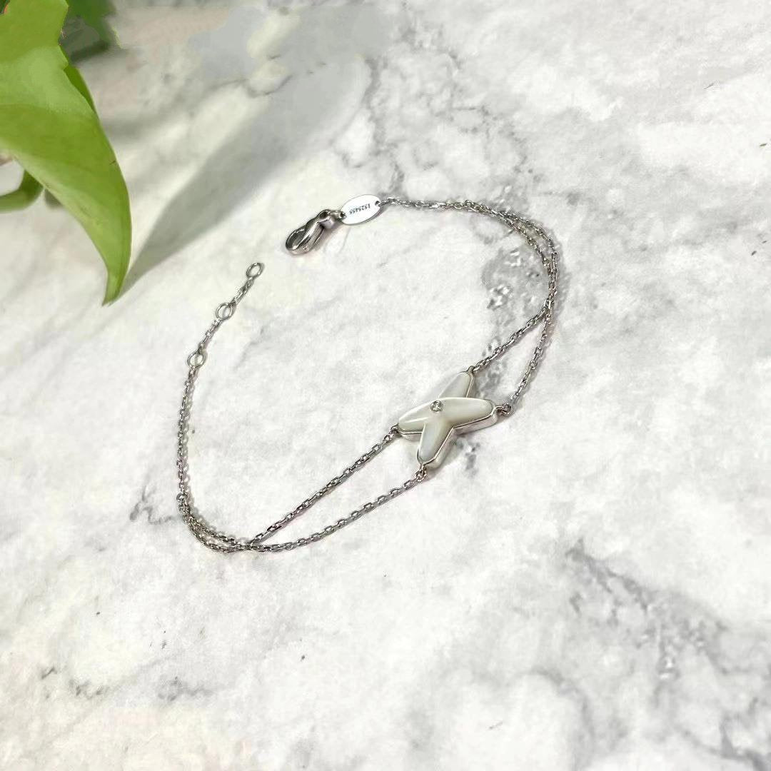 [AURORA]JEUX BRACELET WHITE MOP SILVER 1 DIAMOND