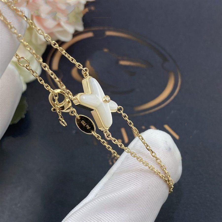[AURORA]JEUX BRACELET WHITE MOP GOLD 1 DIAMOND