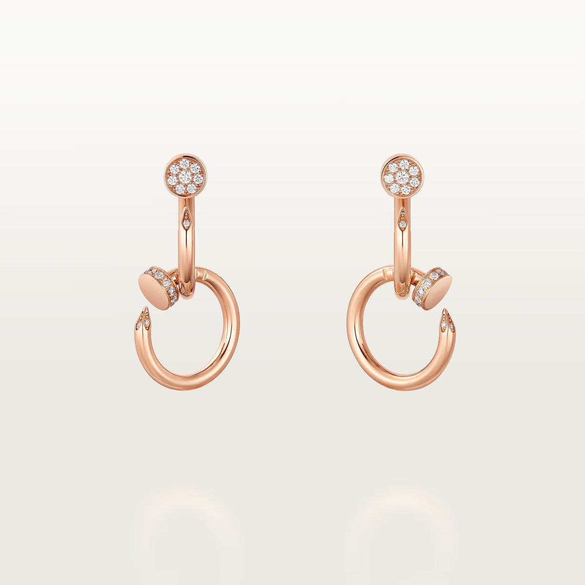 [AURORA]JUSTE HALF DIAMOND DOUBLE EARRINGS