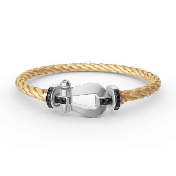 [AURORA]FORCE LARGE HORSESHOE BLACK DIAMOND BRACELET SILVER