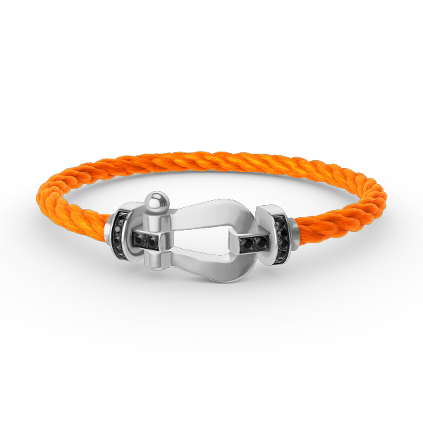 [AURORA]FORCE LARGE HORSESHOE BLACK DIAMOND BRACELET SILVER