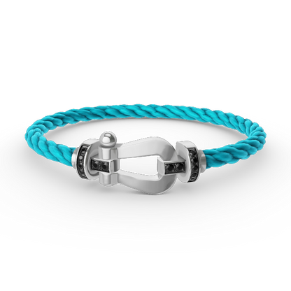 [AURORA]FORCE LARGE HORSESHOE BLACK DIAMOND BRACELET SILVER