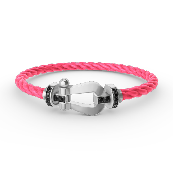 [AURORA]FORCE LARGE HORSESHOE BLACK DIAMOND BRACELET SILVER