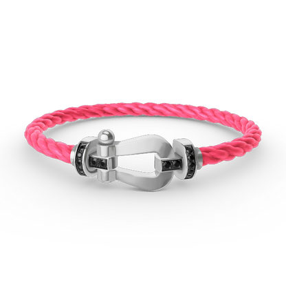 [AURORA]FORCE LARGE HORSESHOE BLACK DIAMOND BRACELET SILVER