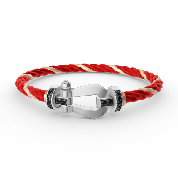 [AURORA]FORCE LARGE HORSESHOE BLACK DIAMOND BRACELET SILVER