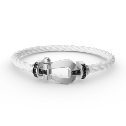 [AURORA]FORCE LARGE HORSESHOE BLACK DIAMOND BRACELET SILVER