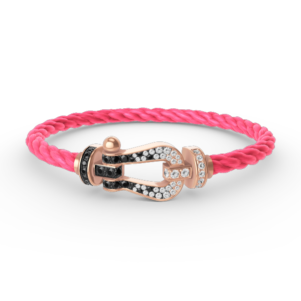 [AURORA]FORCE GROSSES HUFEISENARMBAND MIT SCHWARZ-WEISSEN DIAMANTEN UND ROSÉGOLD