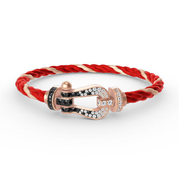 [AURORA]FORCE GROSSES HUFEISENARMBAND MIT SCHWARZ-WEISSEN DIAMANTEN UND ROSÉGOLD
