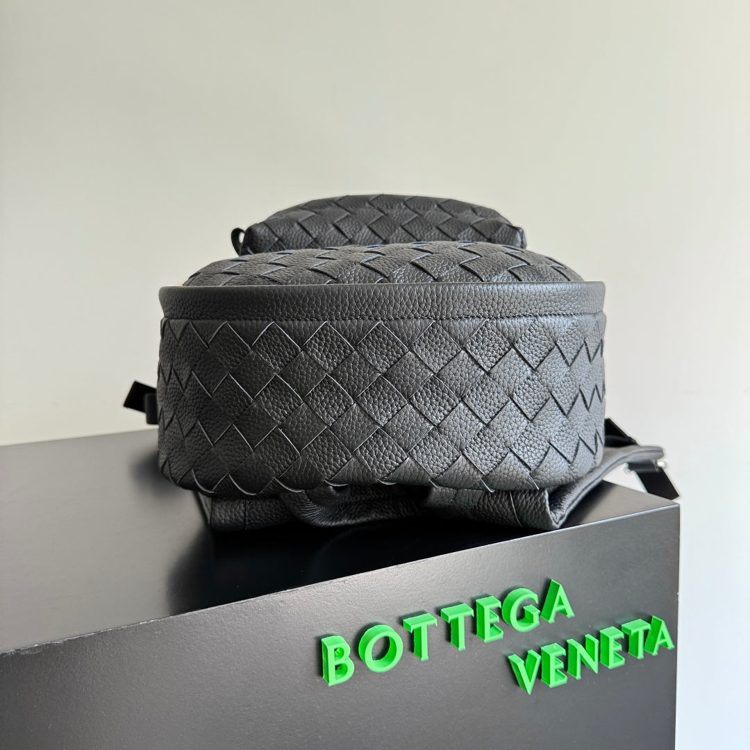 BOTTEGA VENETA 25S INTRECCIATO BAG 46 IN BLACK CALFSKIN SILVER HARDWARE
