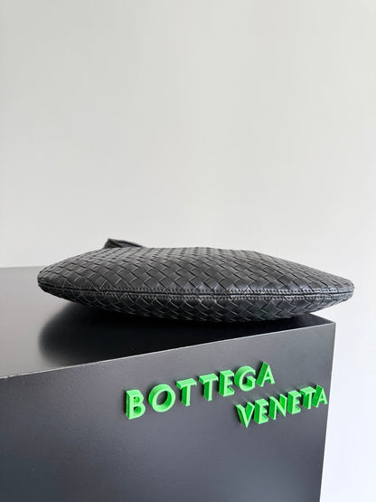 BOTTEGA VENETA 25S LARGE VENETO BAG 38 IN BLACK CALFSKIN SILVER HARDWARE