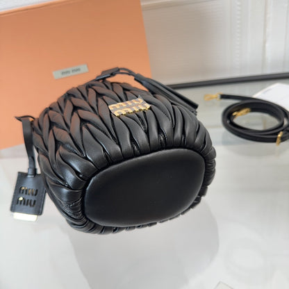 MATELASSÉ SMALL HANDBAG 17 IN BLACK LAMBSKIN