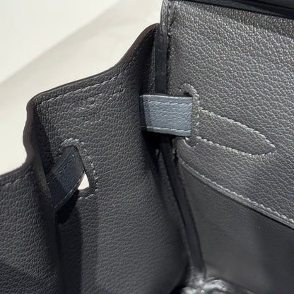 HERMES 25S SHOULDER BIRKIN 29 IN HAZE GRAY CALFSKIN SILVER HARDWARE