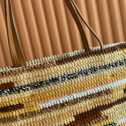 CROCHET TOTE BAG 38 IN NATURAL RAFFIA
