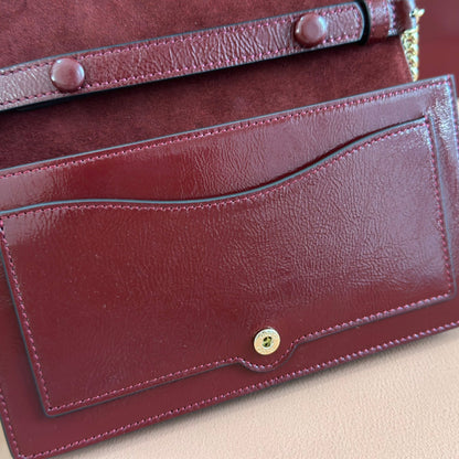 GUCCI 25S DIONYSUS WALLET ON CHAIN 20 IN ROSSO ANCORA GLOSSY CALFSKIN