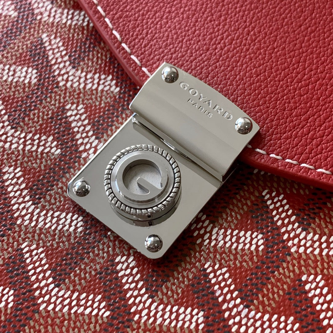 CHYPRE WALLET-POUCH 21 IN CLASSIC RED GOYARDINE CANVAS AND CALFSKIN