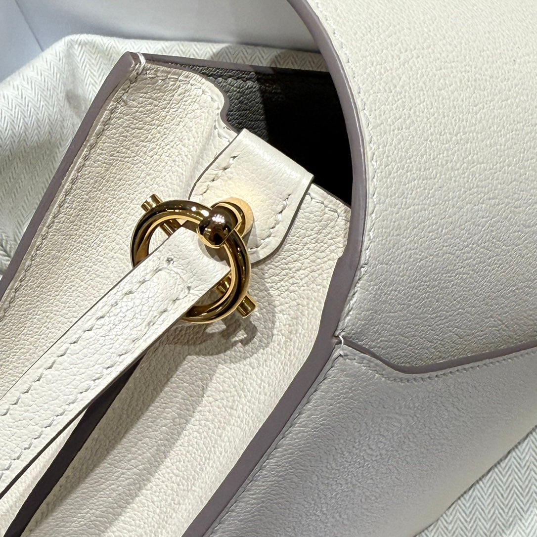 HM ROULIS 18 MINI BAG IN BEIGE CALFSKIN GOLD-TONE HARDWARE