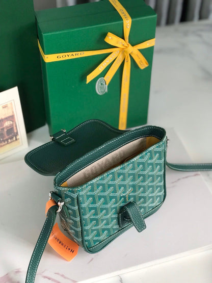 GRAND BLEU 16 IN GREEN GOYARDINE CANVAS AND LAMBSKIN