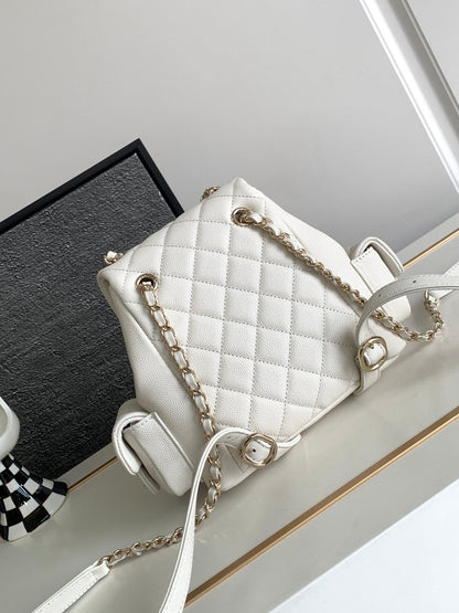 CC DUMA BACKPACK 21 IN WHITE CALFSKIN
