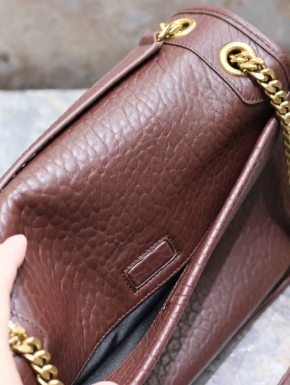NIKI MEDIUM 28 IN CHESTNUT BROWN ELEPHANT PATTERN LAMBSKIN GOLD HARDWARE