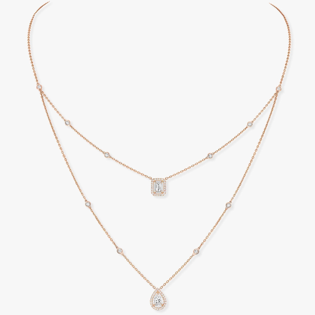 [AURORA]MY TWIN 2 ROW DIAMOND NECKLACE