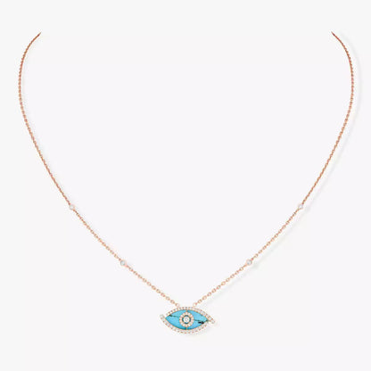 [AURORA]Lucky Eye Diamond Necklace in Rose Gold and Turquoise