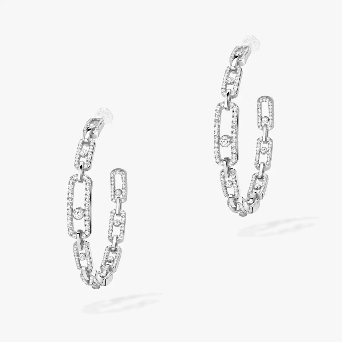 [[AURORA]Move Link Diamond Hoop Earrings