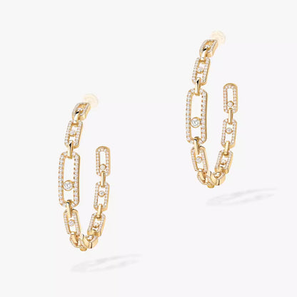 [[AURORA]Move Link Diamond Hoop Earrings