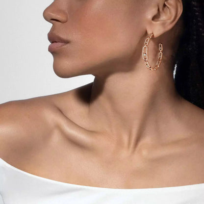 [[AURORA]Move Link Diamond Hoop Earrings