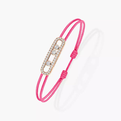 [AURORA]Messika Care(s) pink cord pavé bracelet