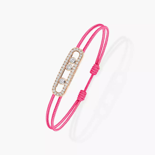 [AURORA]Messika Care(s) pink cord pavé bracelet
