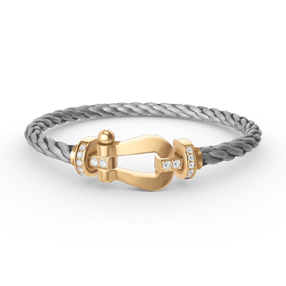 [AURORA]フォース ラージホースシュー ハーフダイヤモンドブレスレット ゴールド