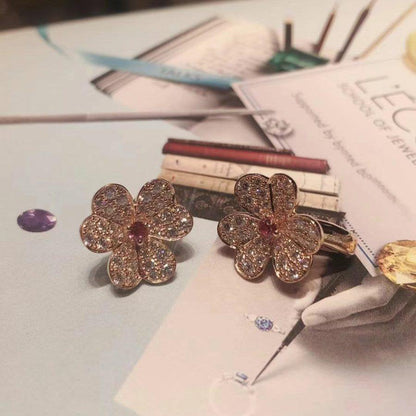 [AURORA]FRIVOLE PINK GOLD FLOWER DIAMOND EARRINGS