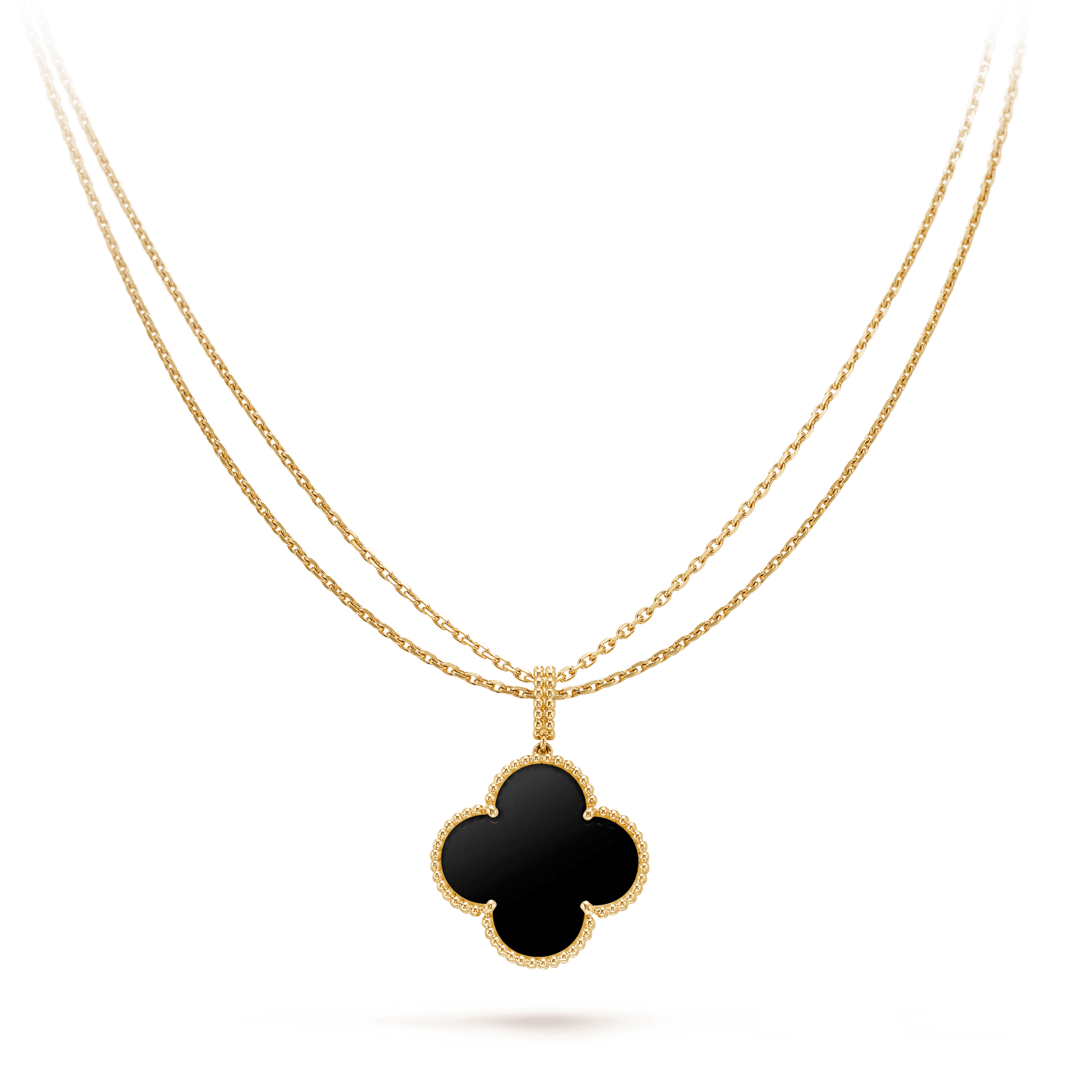 [basloveJW]CLOVER 25MM GOLD ONYX GROßE KLEEKETTE