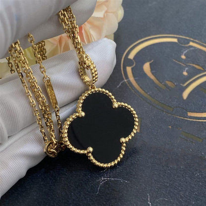 [basloveJW]CLOVER 25MM GOLD ONYX GROßE KLEEKETTE