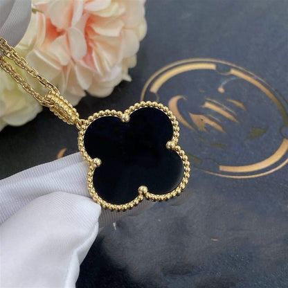 [basloveJW]CLOVER 25MM GOLD ONYX GROßE KLEEKETTE