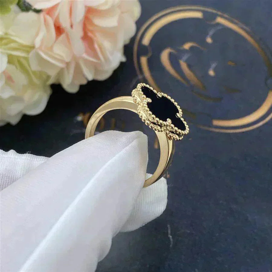 [AURORA]CLOVER ONYX RING